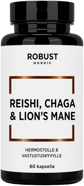 Reishi, Chaga & Lion's Mane, Tre funktionella svampar, två former av zink och B6-vitamin.