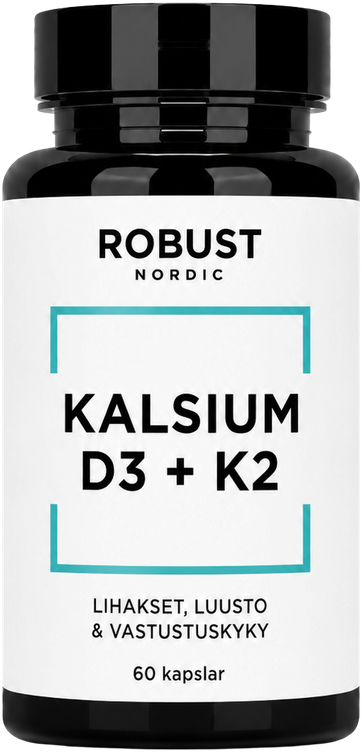 Vahva Kalsium D3 + K2, Aquamin®-kalsium merilevästä, K2VITAL® MK-7 ja kasviperäinen Vitashine™ D3.